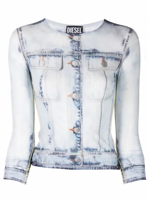 Diesel Denim jacket-print Top - Farfetch | Farfetch Global