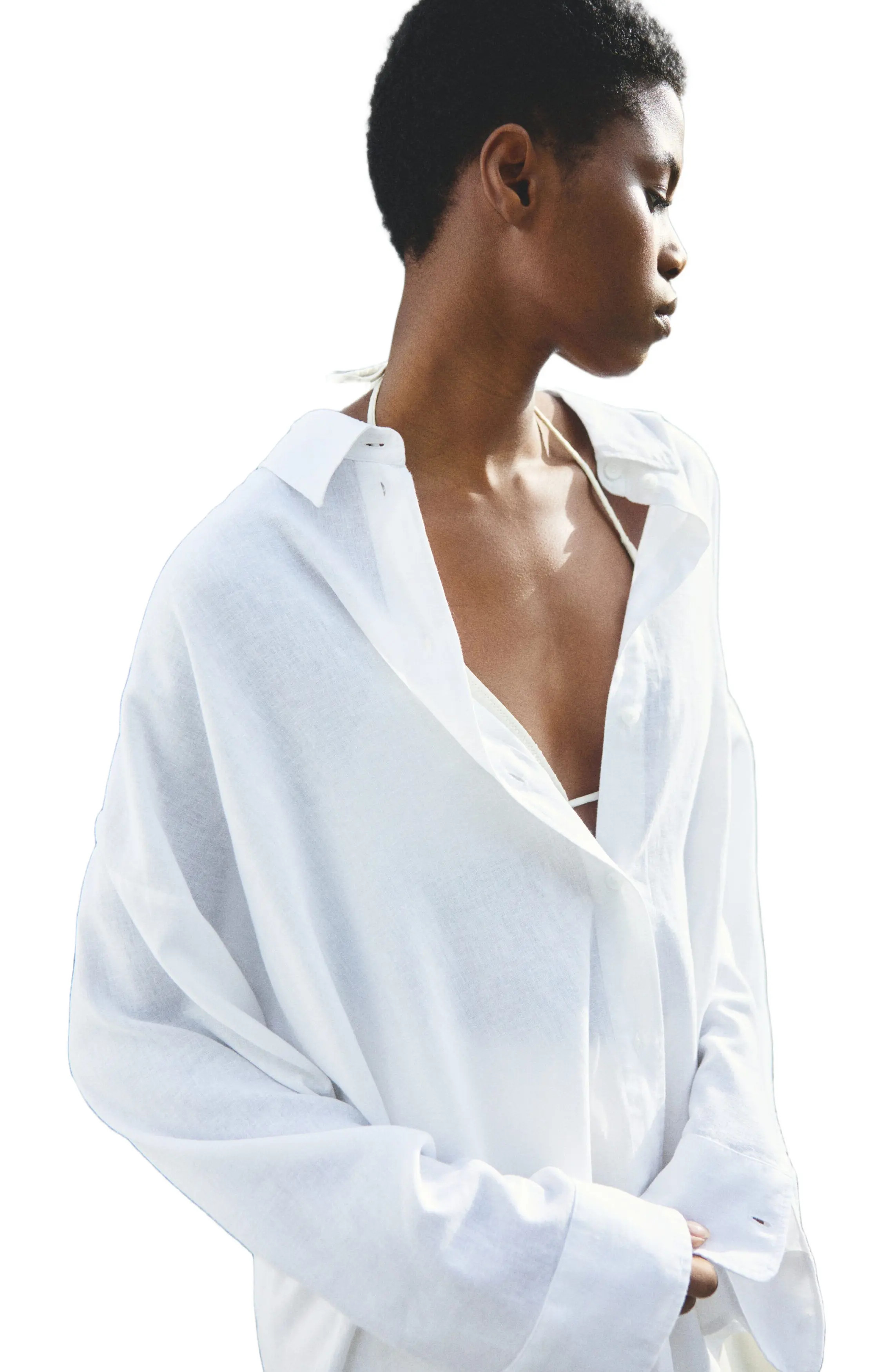 H&M Dolman-sleeved Linen-blend Shirt (Women) | Nordstrom | Nordstrom