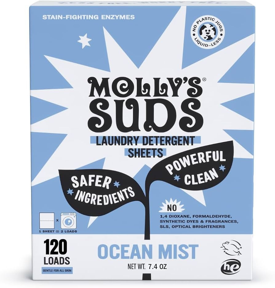 Molly’s Suds Laundry Detergent Sheets | Gentle on Sensitive Skin, Powerful Bio-Based Enzymes, S... | Amazon (US)