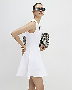 White Denim Sleeveless Mini Dress | River Island UK & IE