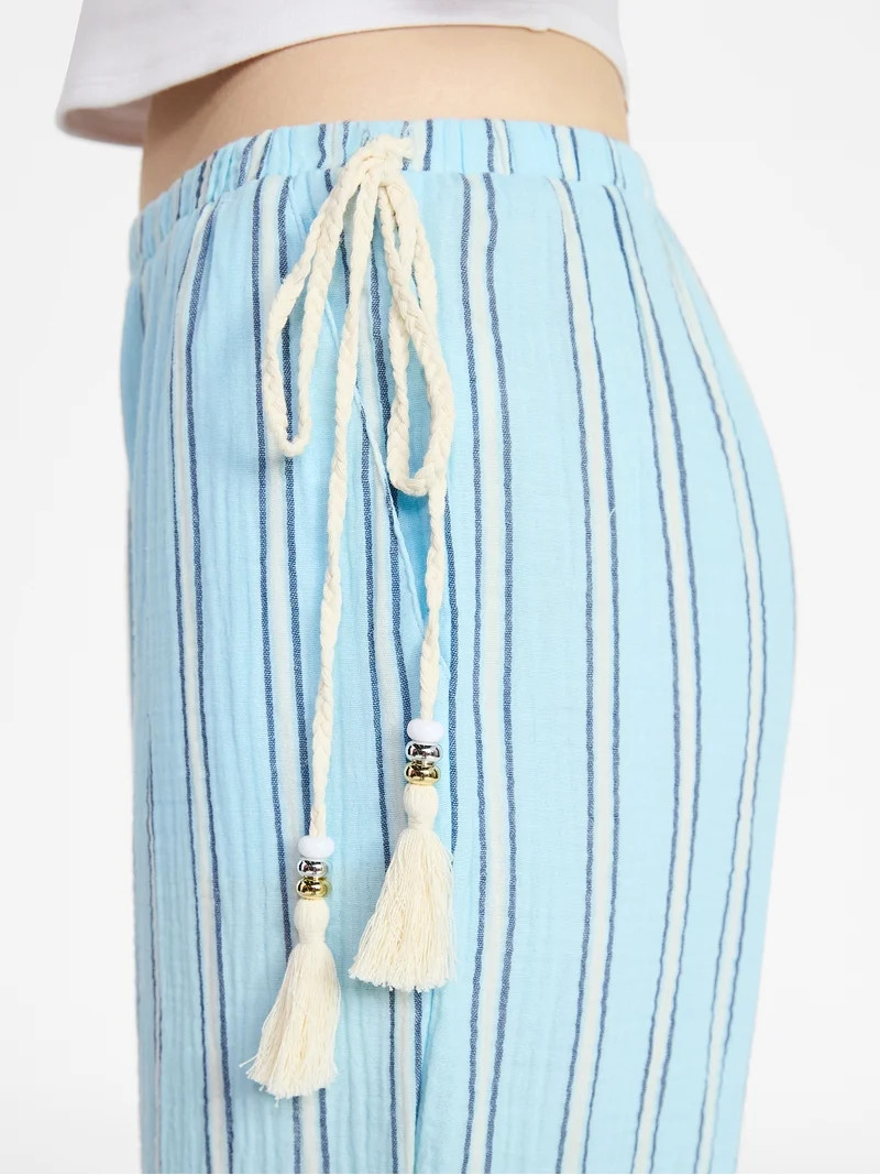No Boundaries Cotton Gauze Side Tie Beach Pants, 31.5" Inseam, Women's XXS-4X | Walmart (US)