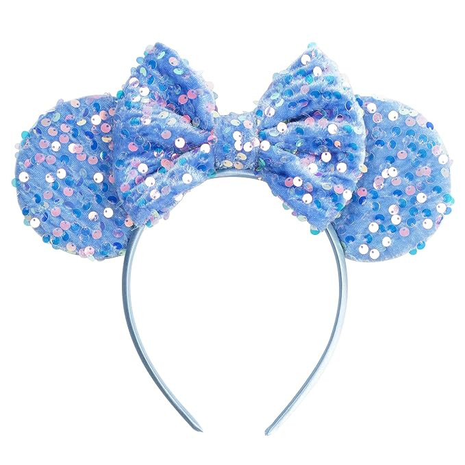 Sparkling Mouse Ears Sequin Bow Ears Headband for Women Hair Band Dazzling Accessories Headwear f... | Amazon (US)