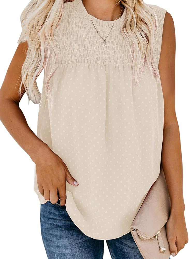 Paitluc Blouses for Women Blouse Sleeveless Womens Work Blouses Swiss Dot Blouse for Women | Amazon (US)