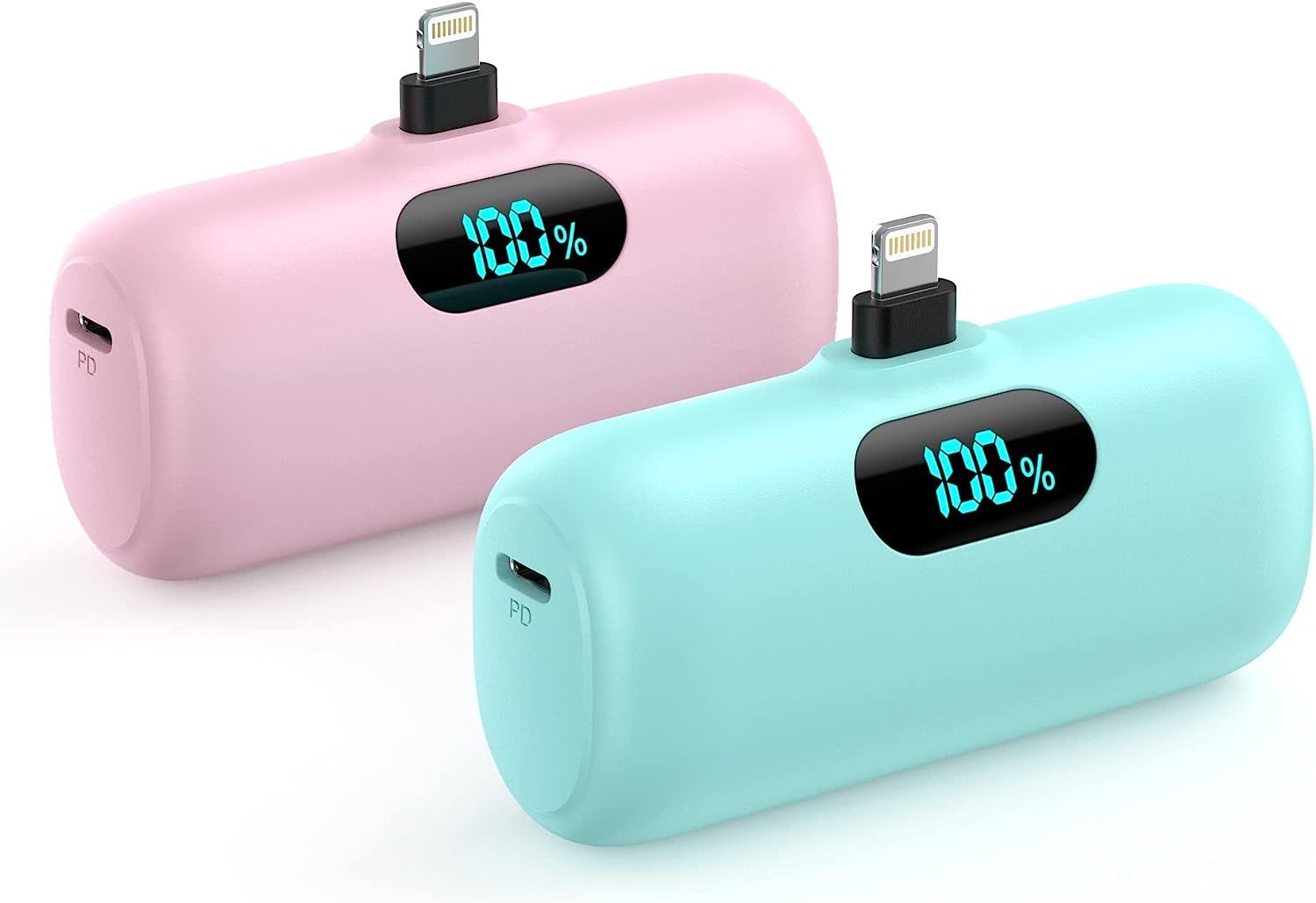 [2 Pack] Mini Portable Charger 5000mAh,Ultra-Compact 15W PD Fast Charging Power Bank,LCD Display ... | Amazon (US)