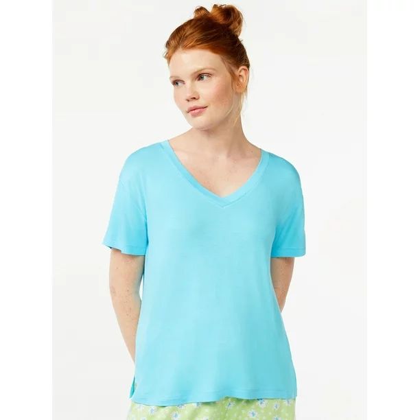 Joyspun Women's V-Neck Sleep T-Shirt, Sizes S to 3X | Walmart (US)