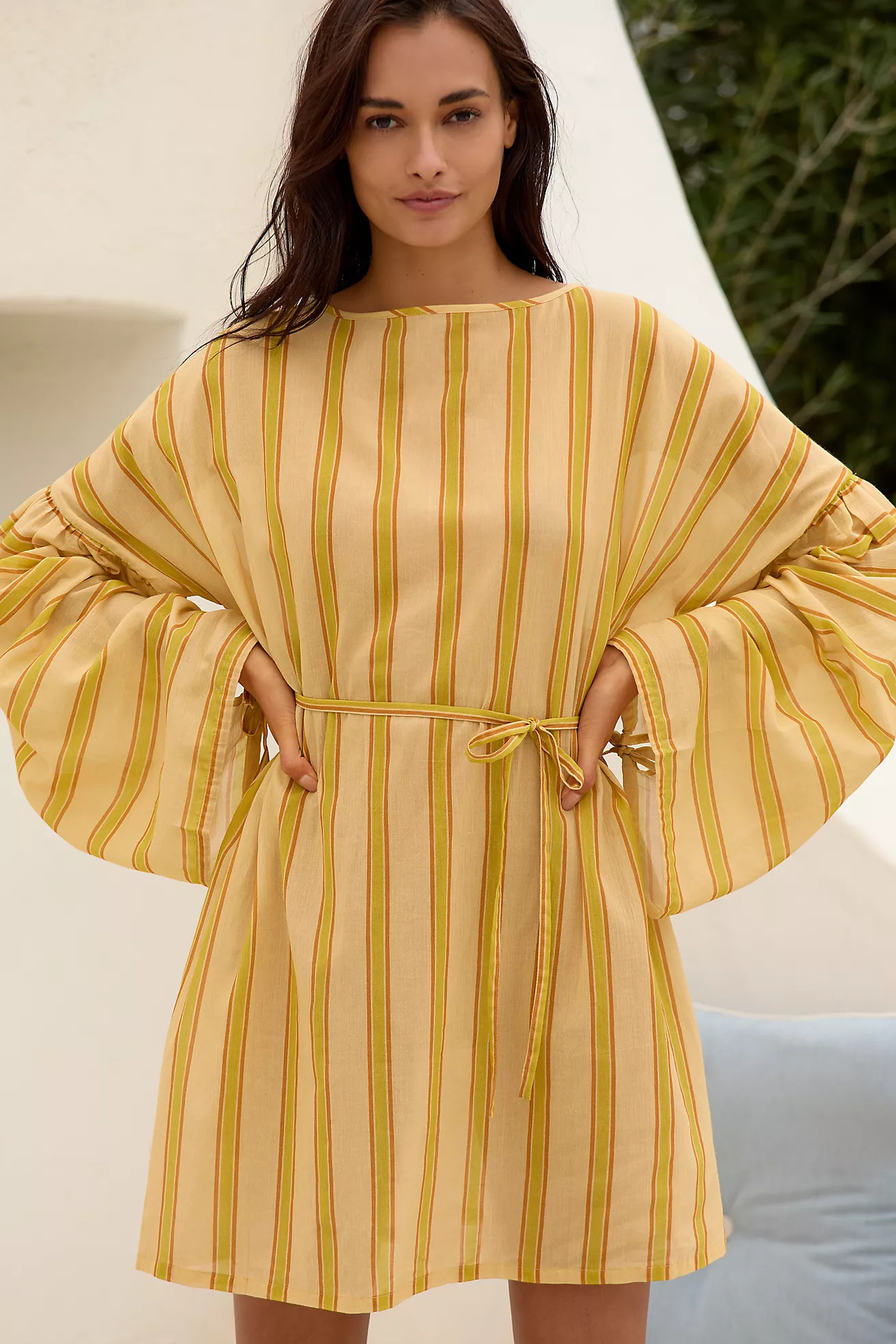 SoleilSoleil Long-Sleeve Striped Mini Kaftan | Anthropologie (US)