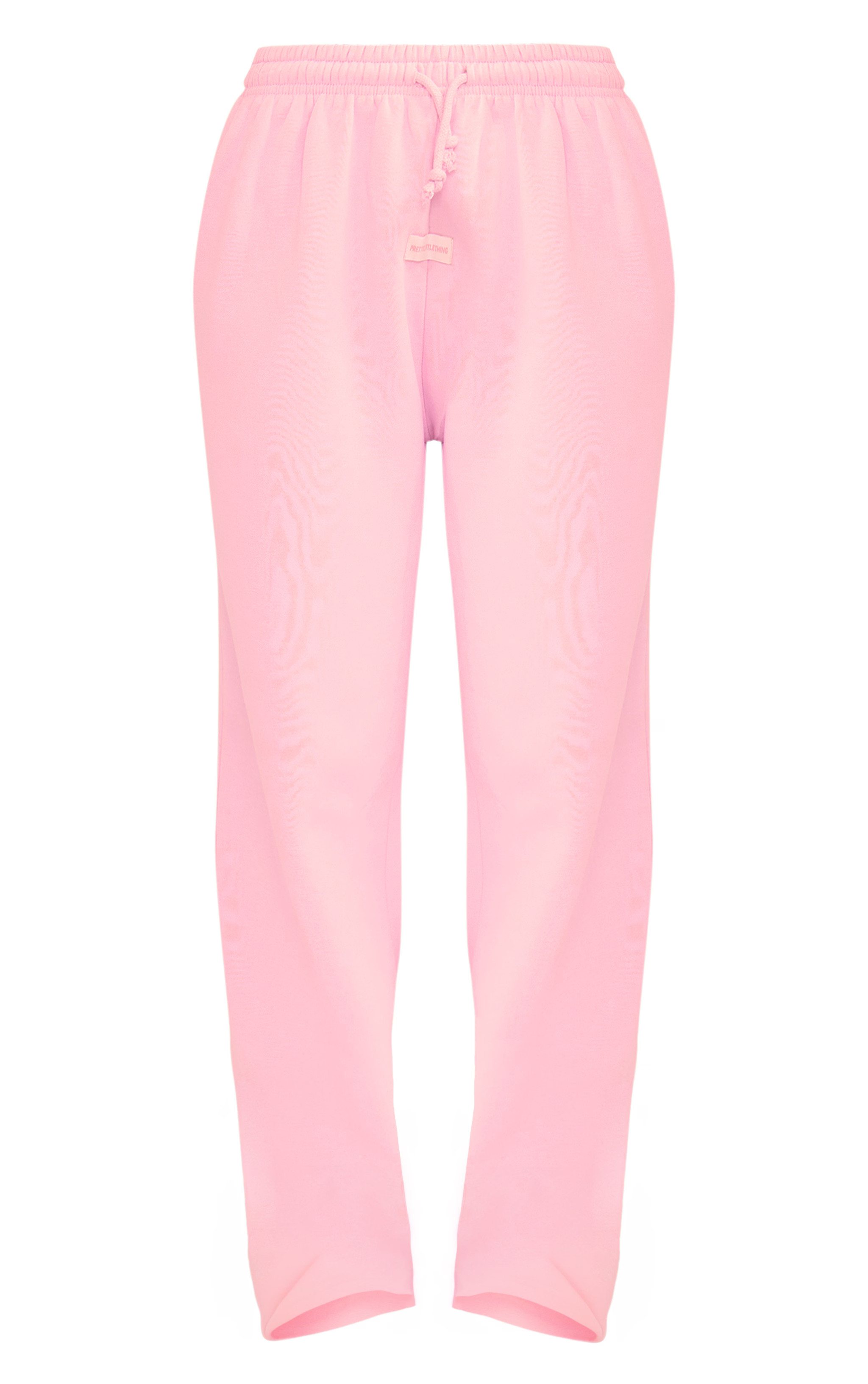 Plt Baby Pink Badge Mid Rise Wide Leg Sweatpants | PrettyLittleThing US