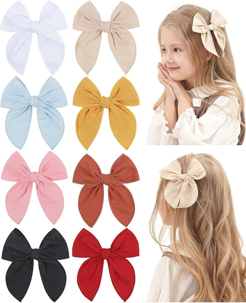 Doboi 8PCS Baby Girls Hair Clips Fable Hair Bows Cotton Linen Bows for Girls Hair Accessories for... | Amazon (US)