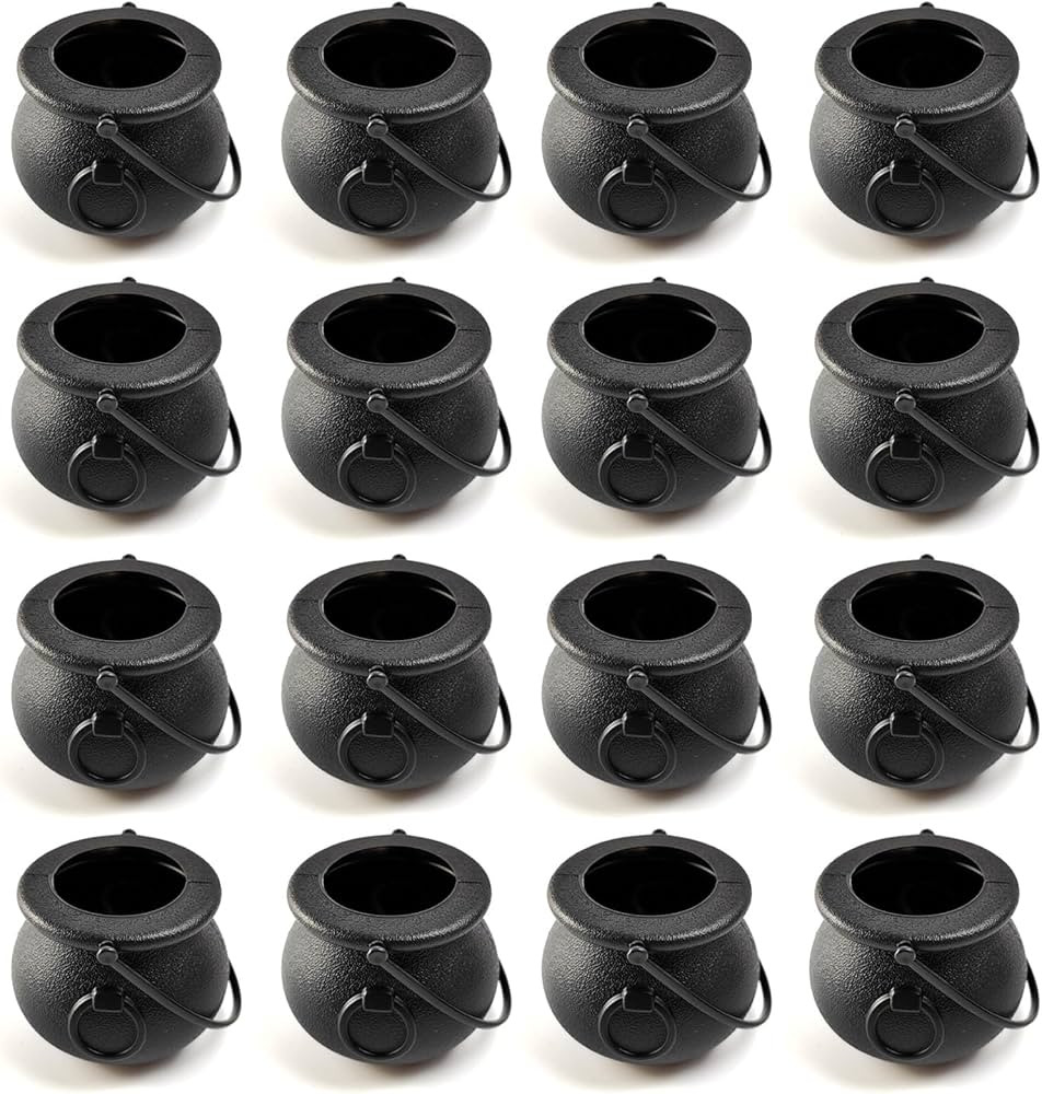 Halloween Decorations,16 Piece Mini Black Plastic Witches Cauldron,Cauldron Candy Bowl Trick Trea... | Amazon (US)