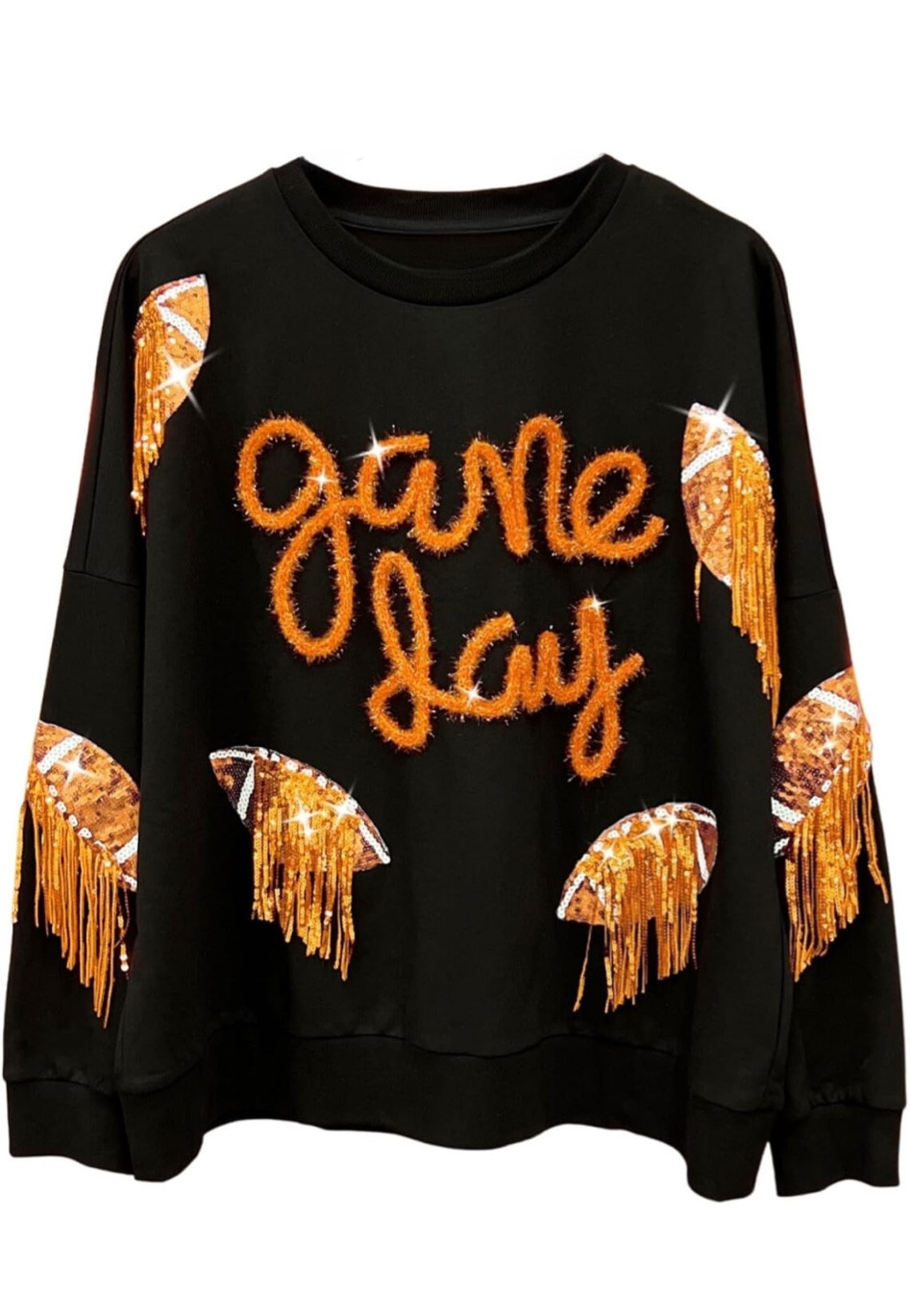 Womens Sparkle Football Sequin Rugby Fringe Sweatshirt Game Day Tops Crewneck Oversized Shirt Long Sleeve Pullover

QUEEN OF SPARKLES DUPE

#LTKSeasonal #LTKFallSale