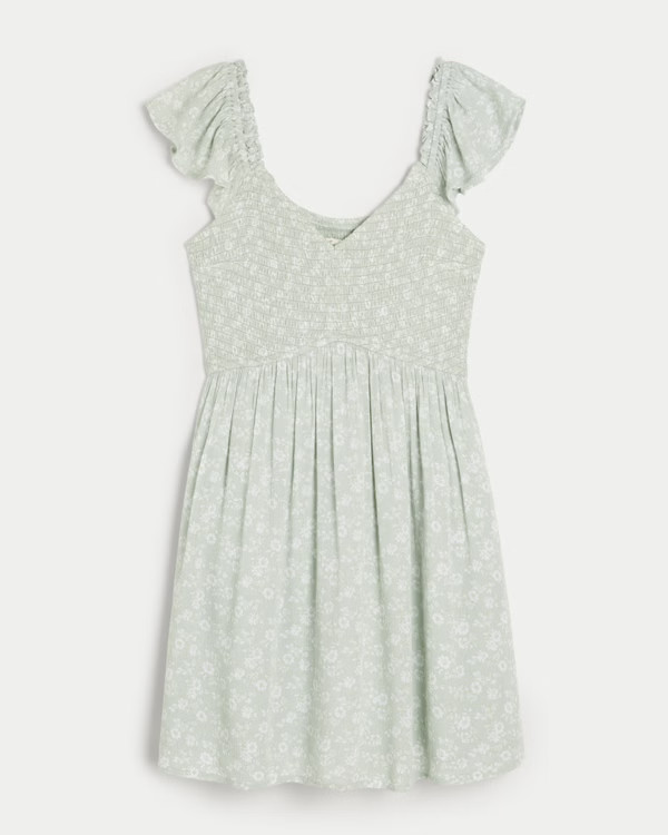 Women's Flutter Sleeve Smocked Skort Dress | Women's Clearance | HollisterCo.com | Hollister (US)