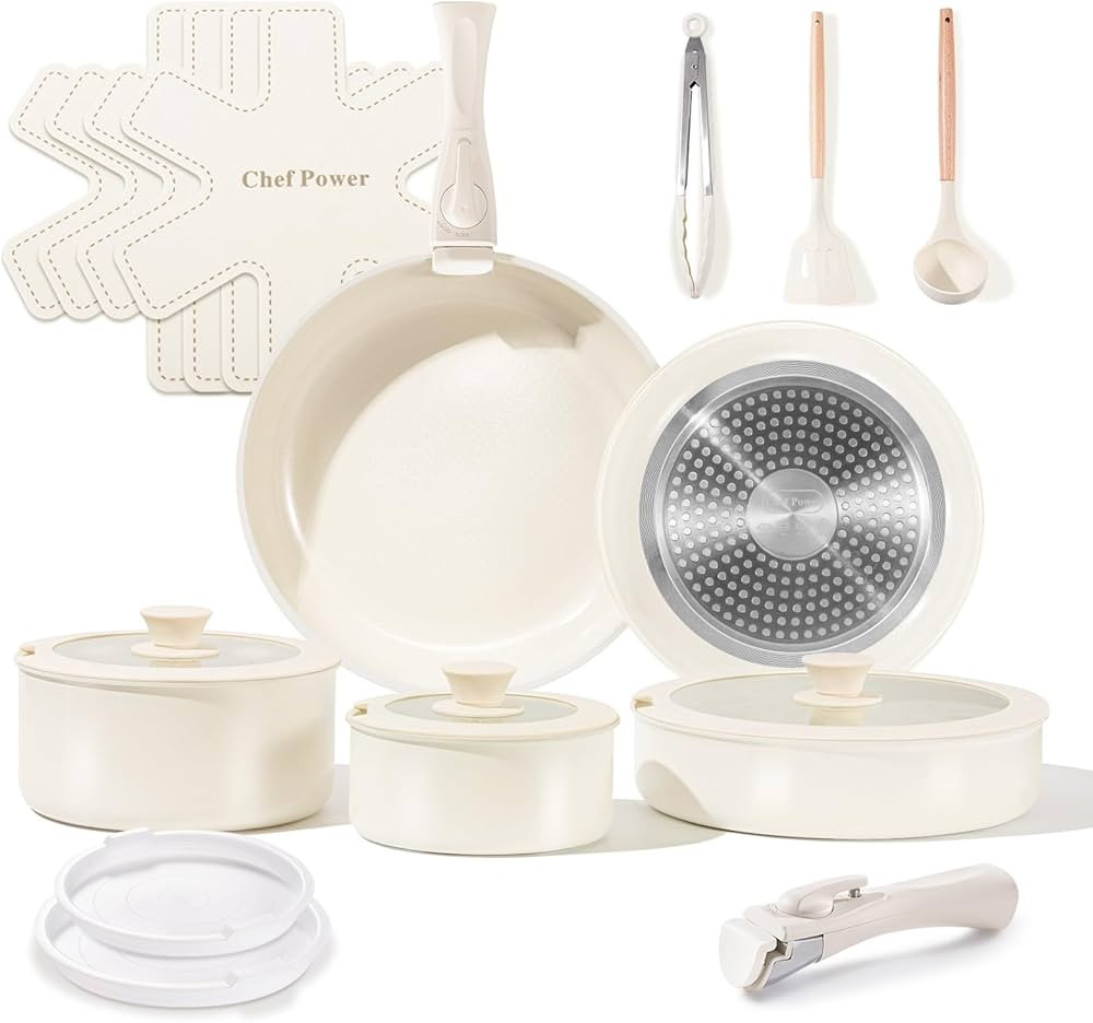 Chef Power Ceramic Cookware Set Non Toxic with Detachable Handles, Healthy Nonstick Pans and Pots... | Amazon (US)