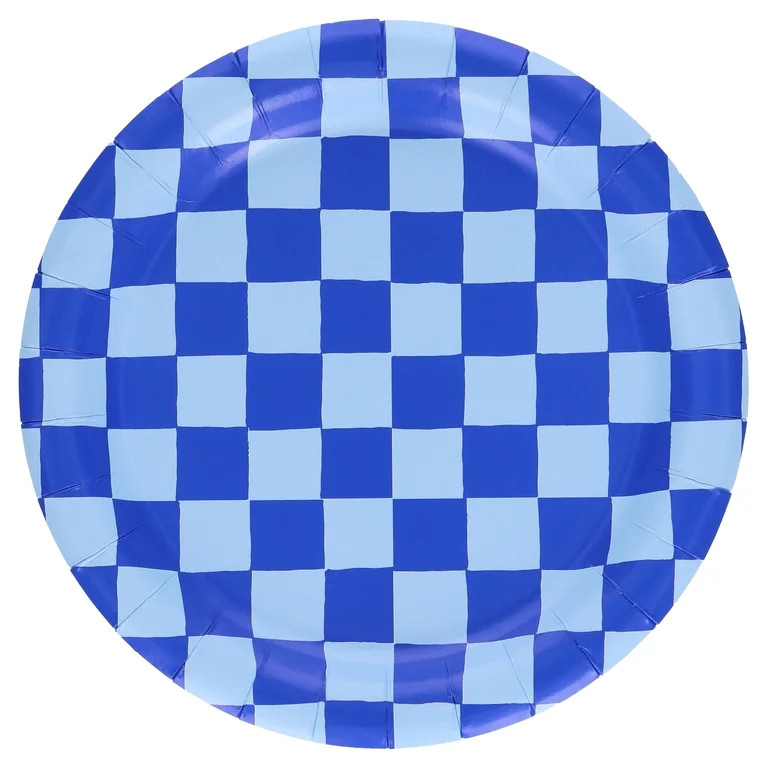 Checkered Disposable Paper Plates, 7", Blue, 24 Count, by Way To Celebrate | Walmart (US)