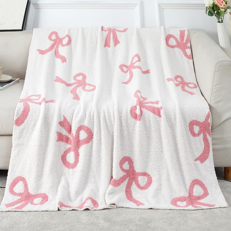 50" x 60" Bed Throw Blanket, Bow Pattern Throw Blanket for Home Decor and Gift, Microfiber Blanke... | Amazon (US)