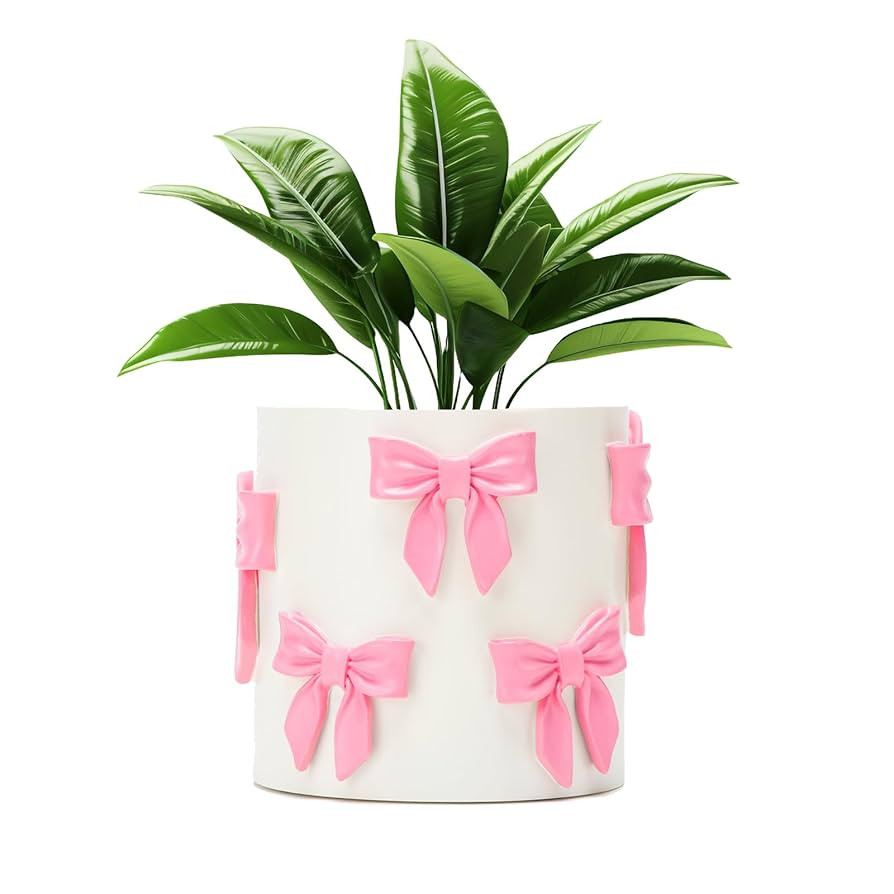 Amazon.com : Stylor Pink Bow Planter - Coquette Bow Room Decor for Teen Girls, Decorative Cute Fl... | Amazon (US)