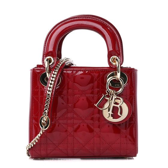 Christian Dior: All/Bags/CHRISTIAN DIOR Patent Cannage Mini Lady Dior Red | FASHIONPHILE (US)