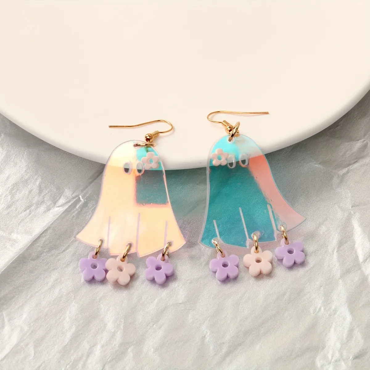 Halloween Laser Ghost Flower Design Dangle Earrings Cute Cartoon Style Resin Jewelry Classic Hall... | Temu Affiliate Program