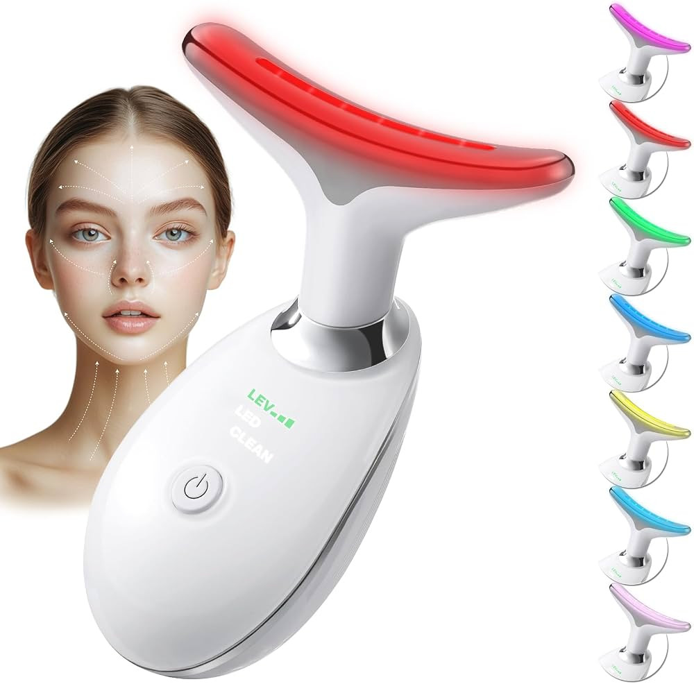 Facial Massager Red Light Therapy: 7 Color Led Neck Face Sculpting Lift Microcurrent Device for S... | Amazon (US)