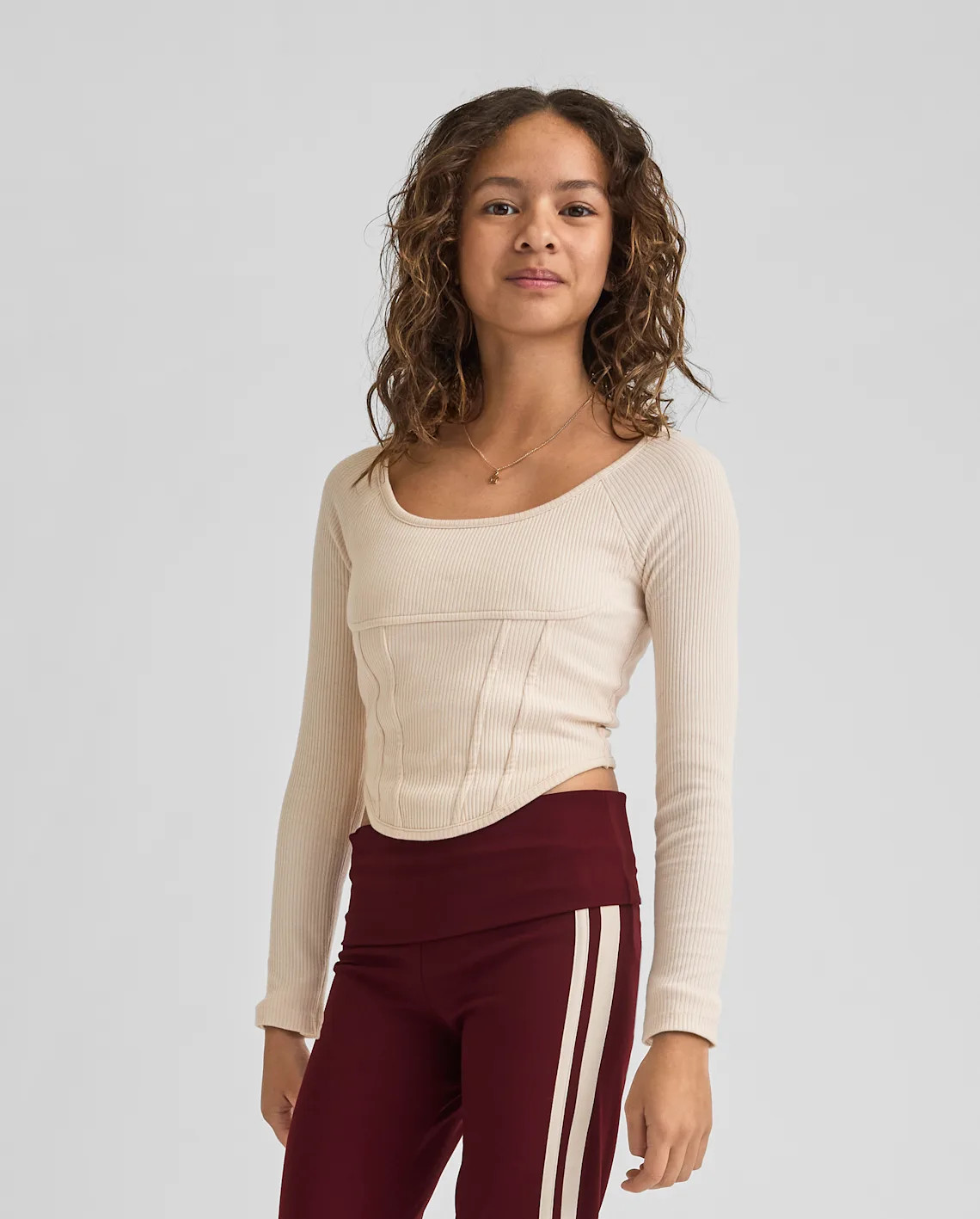 Tween Girls Ribbed Corset Top - cream | The Children's Place