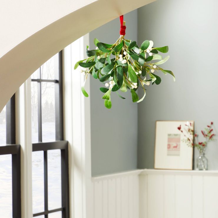 11" Mistletoe & Snowberry Seasonal Faux Swag - Hearth & Hand™ with Magnolia | Target