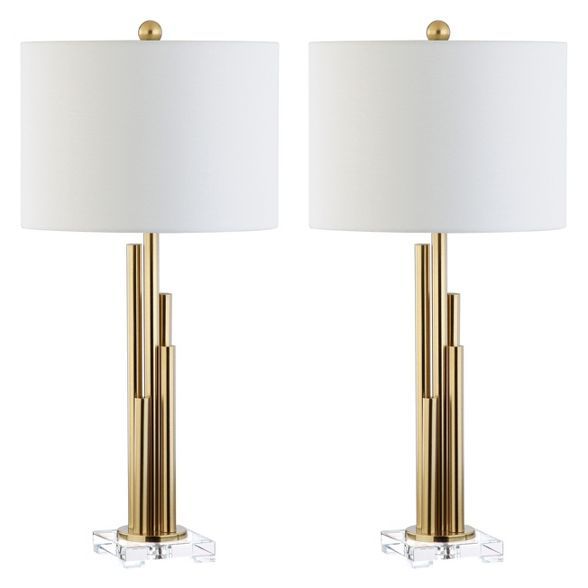 (Set of 2) 32" Hopper Table Lamp Brass Gold (Includes LED Light Bulb) - Safavieh | Target
