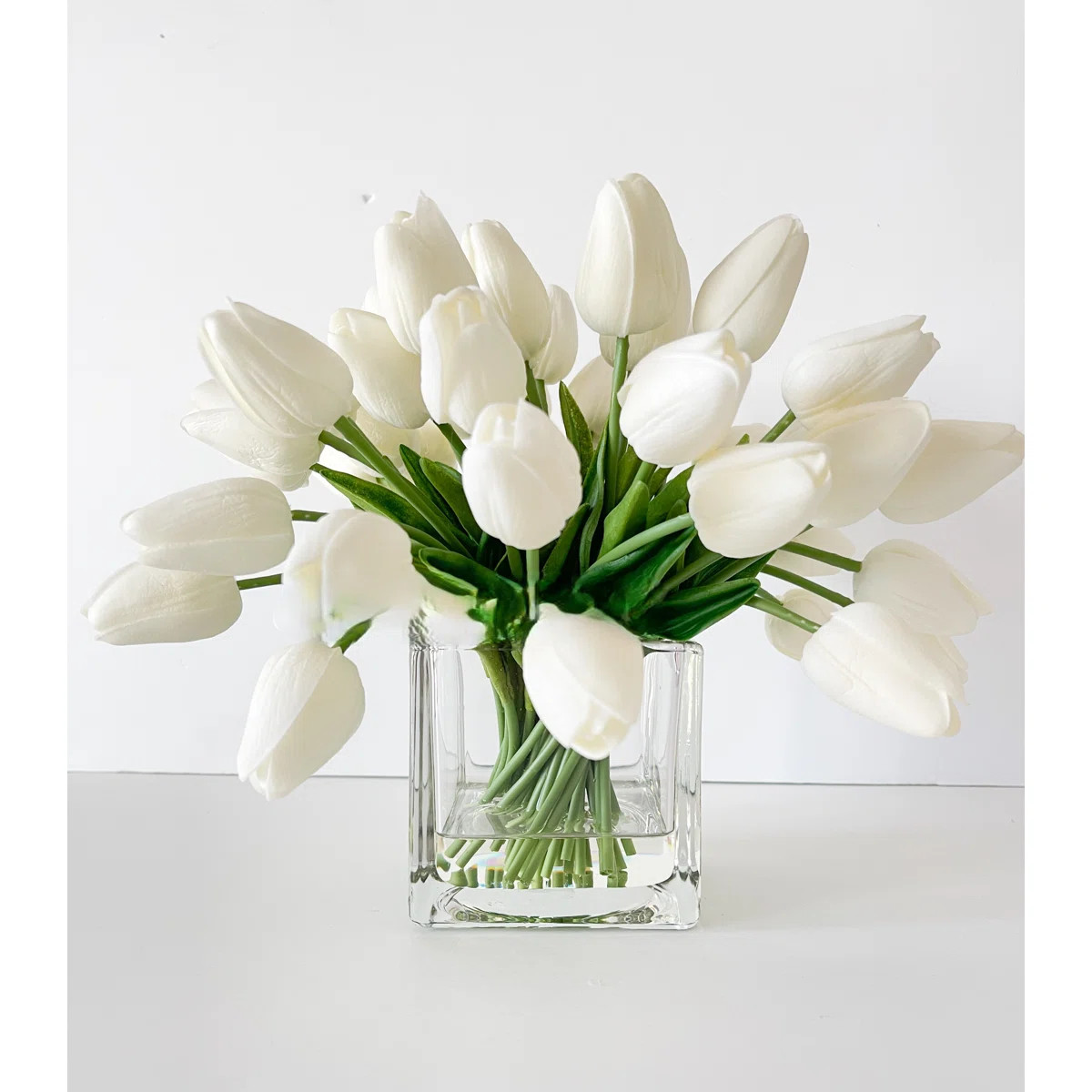 Tulips 30 Stems, Modern Arrangement, Real Touch Tulips, Artificial Faux Forever Centerpiece | Wayfair North America