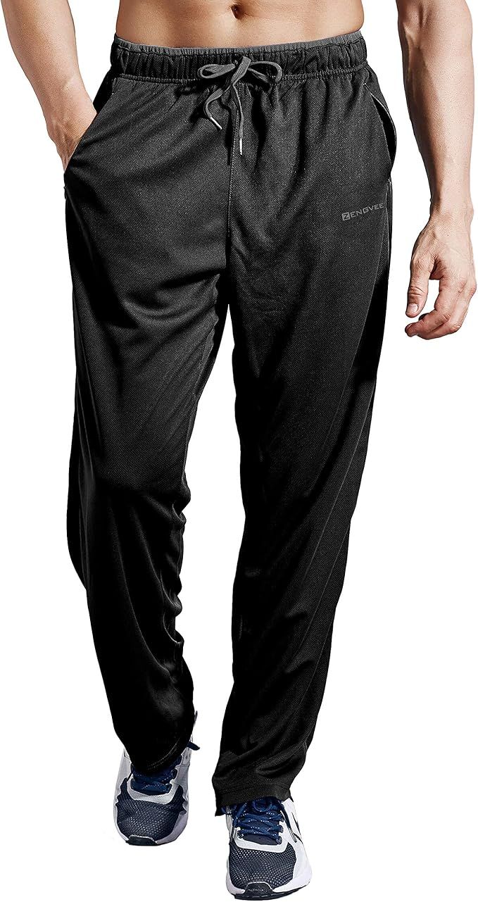 ZENGVEE Men's Sweatpants with Zipper Pockets Open Bottom Athletic Pants for Jogging, Workout, Gym... | Amazon (US)