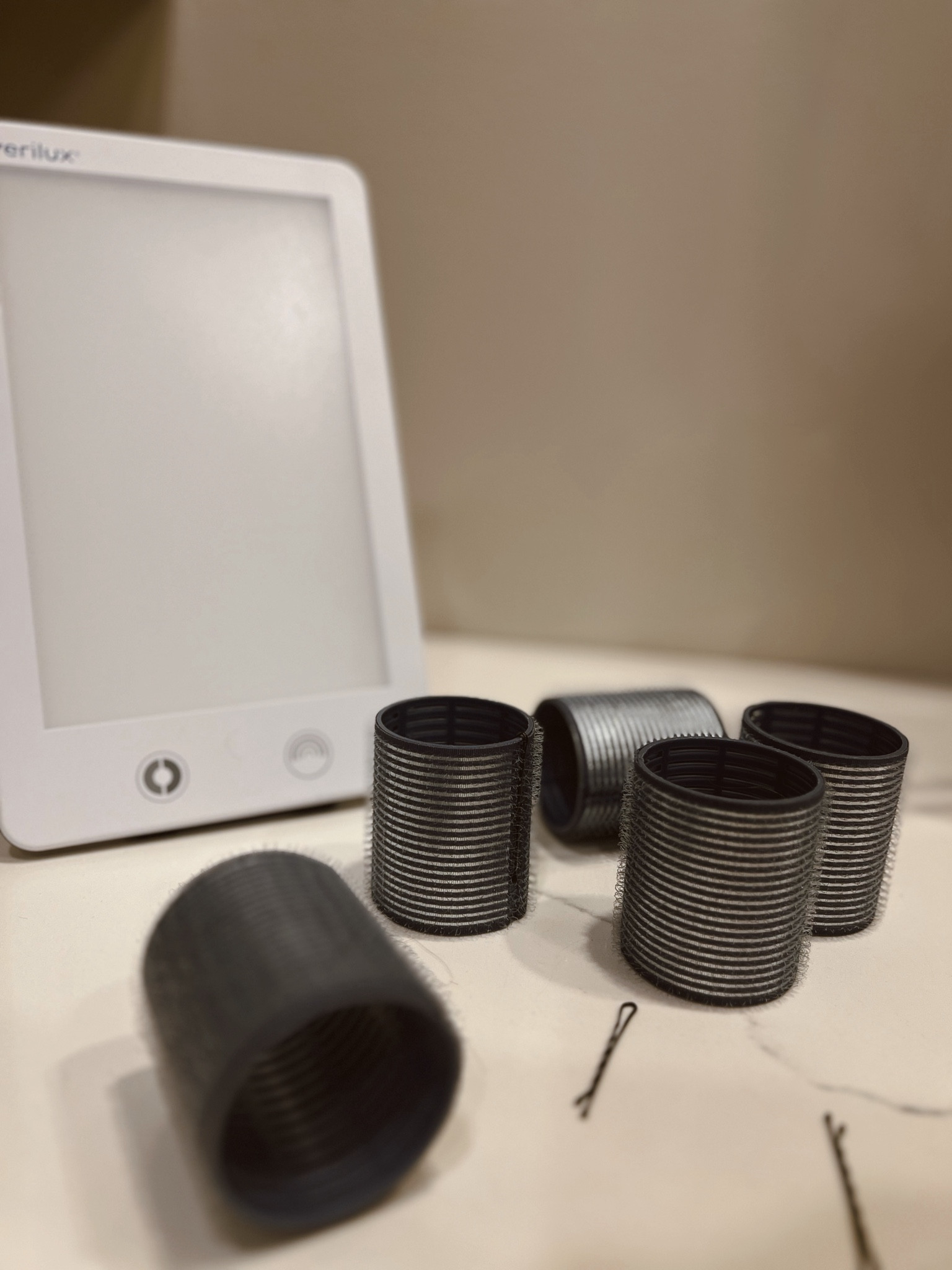 Happy light and velcro rollers have been doing overtime lately! 

This light boosts mood and energy levels 