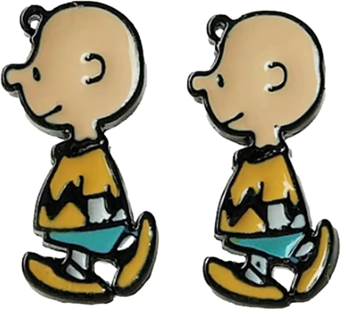 Charlie Cartoon Brown Snoopys Best Friend Metal Enamel Stud Earrings | Amazon (US)