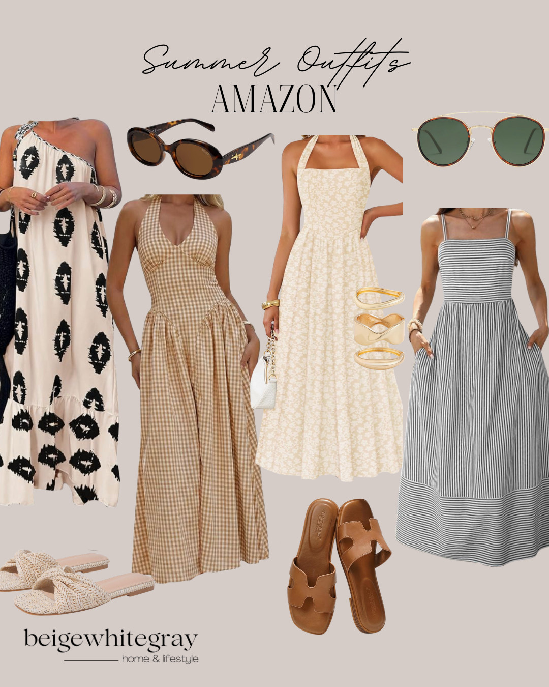 Summer Outfits Amazon
summer dresses, amazon summer dresses, halter maxi dress, gingham maxi dress, striped sundress, neutral summer outfits, vacation outfits, resort wear women, affordable fashion finds, amazon fashion finds, woven sandals, designer inspired sandals, tortoise sunglasses, summer accessories, coastal style outfits, beige aesthetic fashion, capsule wardrobe pieces, lightweight summer dresses, vacation packing essentials, chic summer style

#LTKootd #LTKBeauty #LTKTravel
