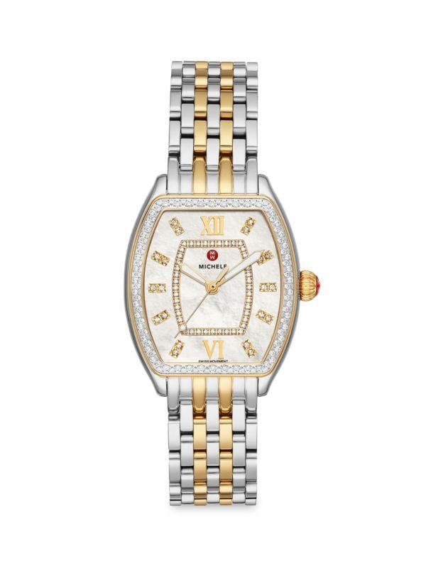 31MM Two-Tone Stainless Steel, Mother-Of-Pearlr & Diamond Bracelet Watch | Saks Fifth Avenue OFF 5TH (Pmt risk)