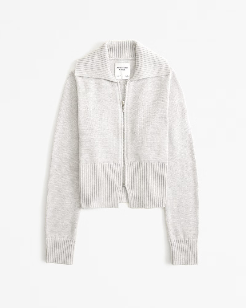 Women's Collared Full-Zip Cardigan | Women's Tops | Abercrombie.com | Abercrombie & Fitch (US)