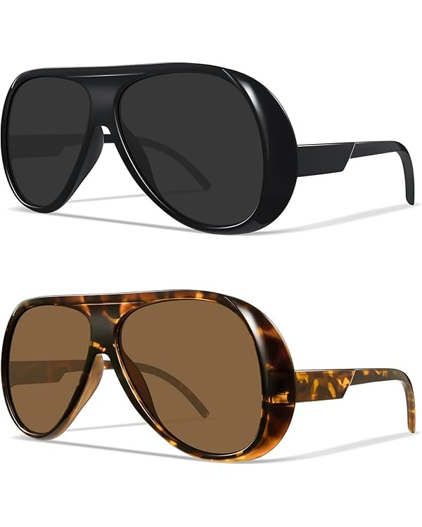 Aviator Sunglasses for Women Retro Oversized Square Sun Glasses for Outdoor Sporting Driving UV40... | Amazon (US)