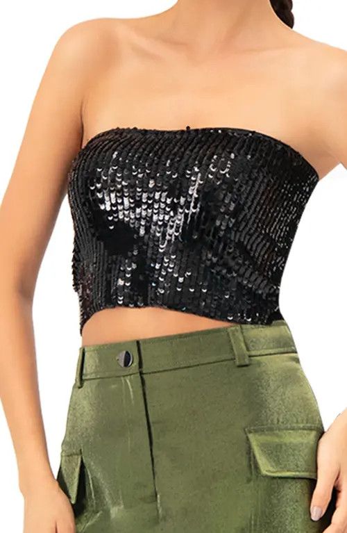 IVONNE Sequin Tube Top in Black at Nordstrom, Size 6 | Nordstrom