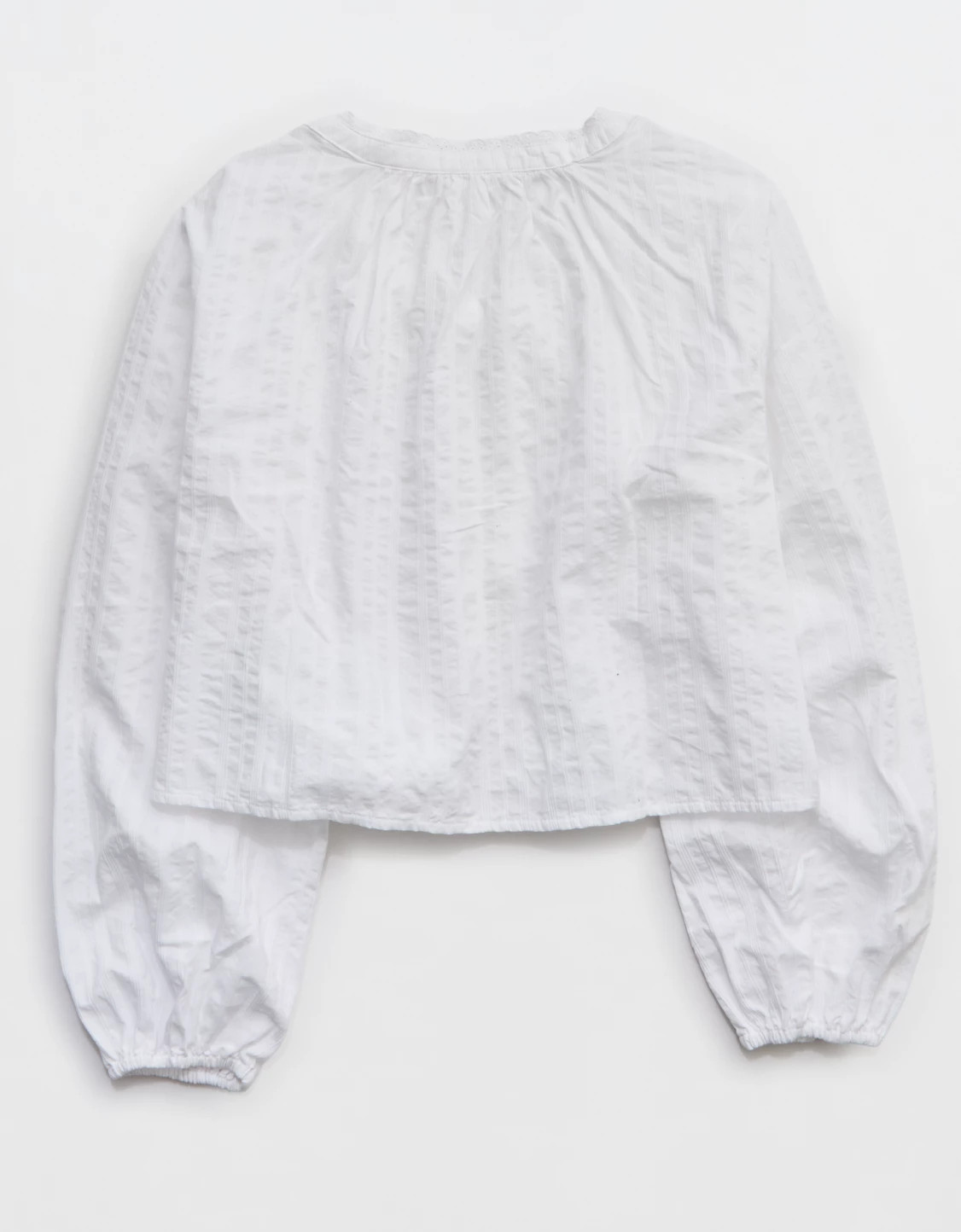 Aerie Seersucker Long Sleeve Volume Tie Top | Aerie