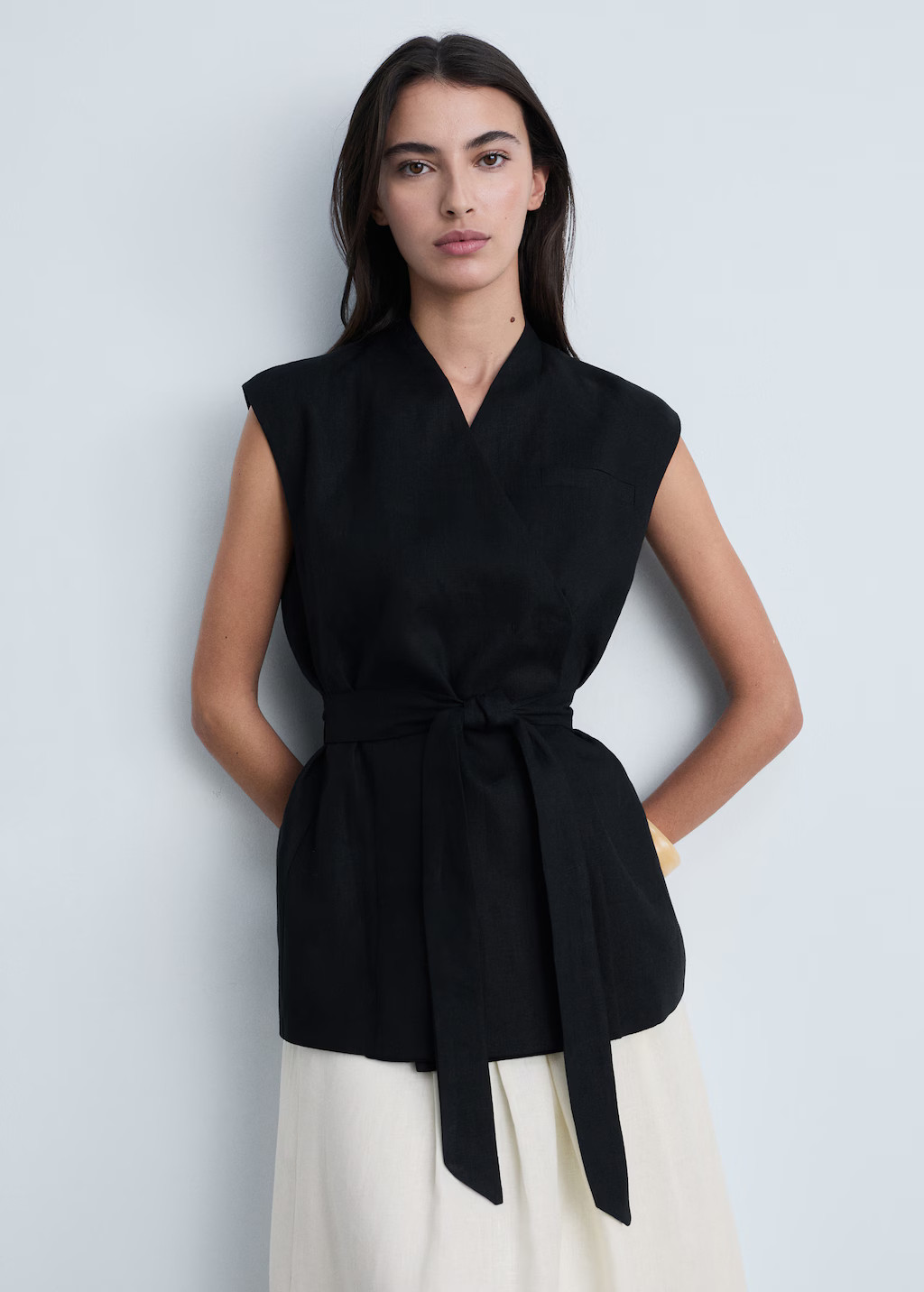 Linen vest with belt - Women | MANGO USA | Mango (US/MX/AU)