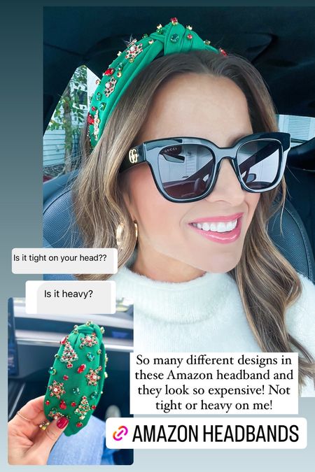 Amazon Christmas headbands - so cute and look very expensive! Gucci sunglasses. Gift for her. Holiday outfits. Christmas kitties. Target sweater in XS, feels like a blanket!

*scroll over for different designs in headbands 

#LTKparties #LTKHoliday #LTKfindsunder50