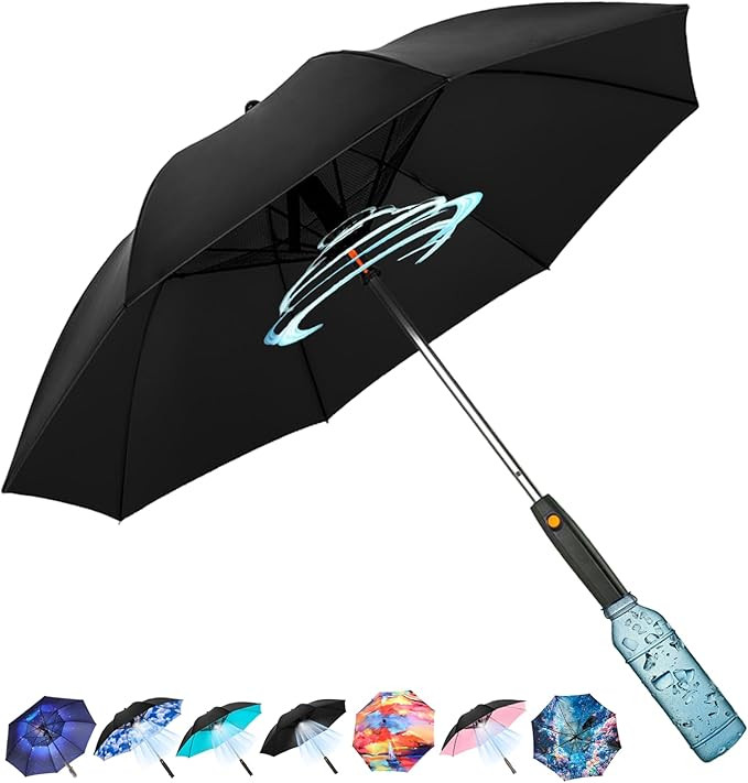 Umbrella with Fan and Mist Spray, 2025 upgraded UV Blocking Umbrella with Fan and Mister for Summ... | Amazon (US)
