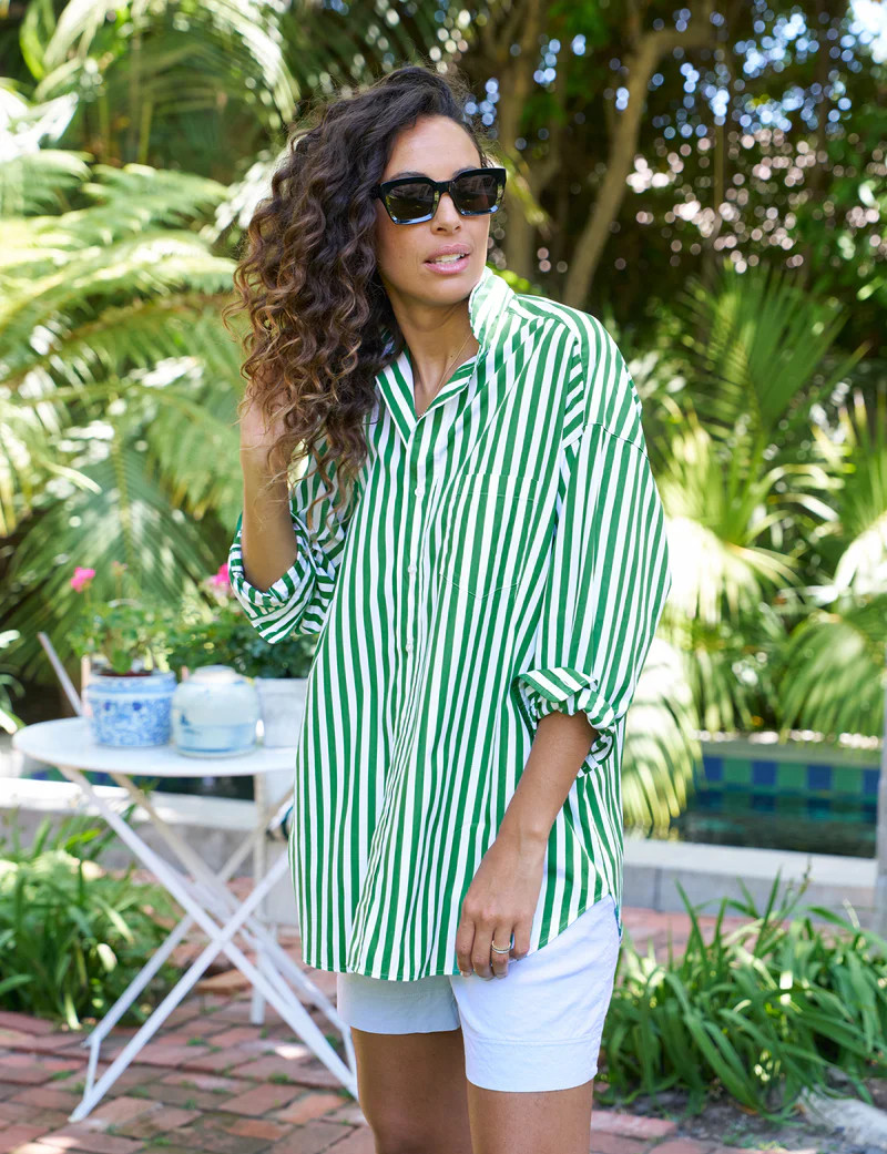 SHIRLEY Wide Green Stripe, Superluxe | Frank & Eileen