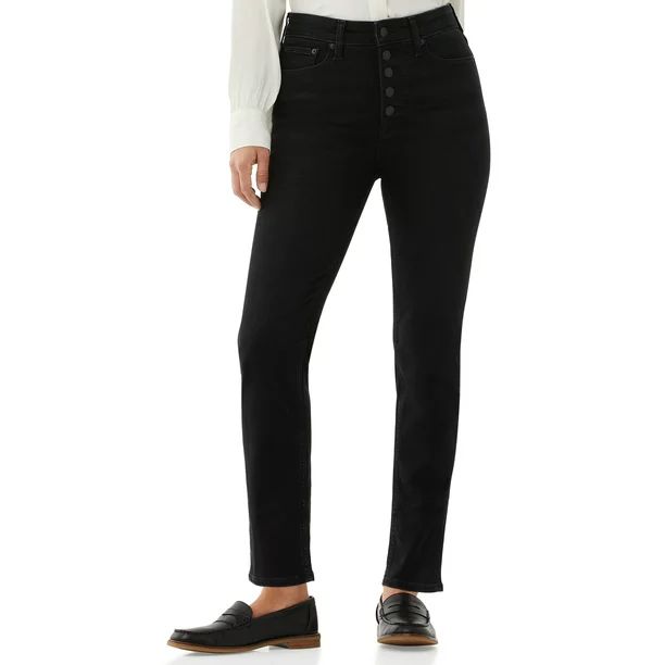 Free Assembly Women's Essential Slim Jeans with Exposed Button Front | Walmart (US)