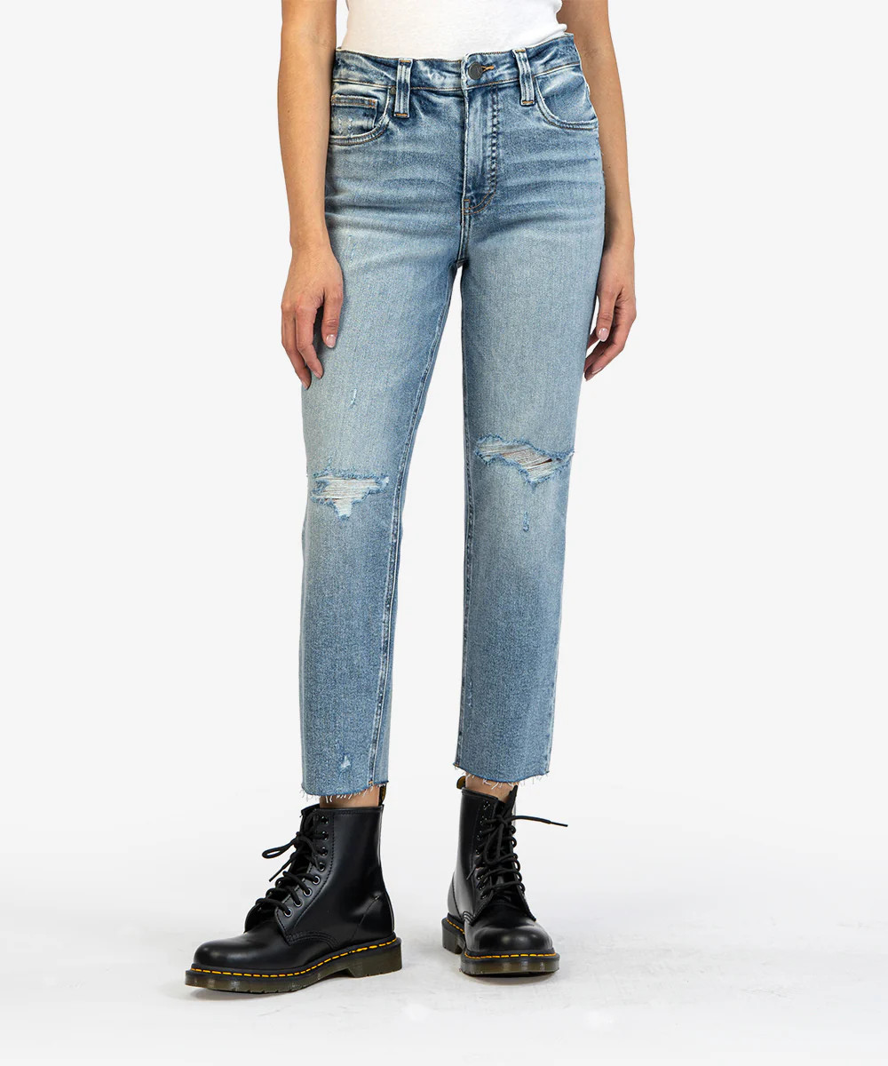 Rachael High Rise Fab Ab Mom Raw Hem (Hypnotize Wash) - Kut from the Kloth | Kut From Kloth