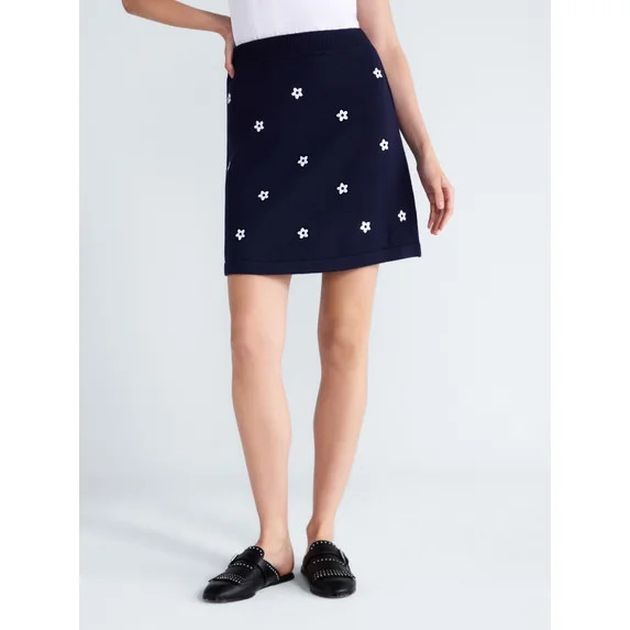 Free Assembly Women's and Women's Plus Embroidered Mini Sweater Skirt, Sizes XS-4X | Walmart (US)
