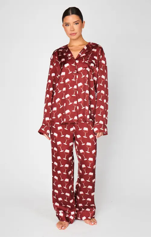 Show Me Your Mumu Classic PJ Set in Red Wine Silky at Nordstrom, Size Large | Nordstrom