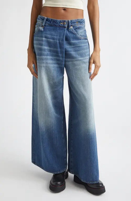 R13 Nico Wrap Wide Leg Jeans in Raine Blue at Nordstrom, Size 27 | Nordstrom