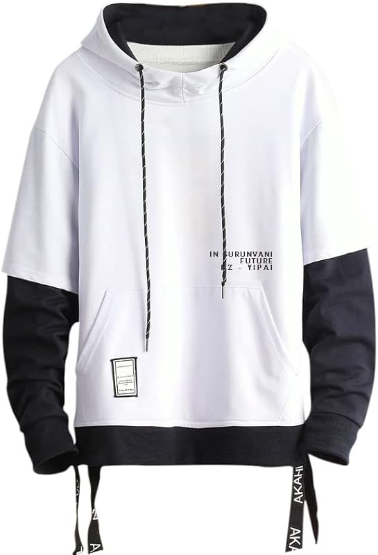 GURUNVANI Contrast Color Pullover Hoodie Mens Patchwork Hoodies Men | Amazon (US)