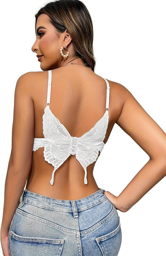 Women's Floral Lace Bow Butterfly Bralette Bra | Amazon (US)