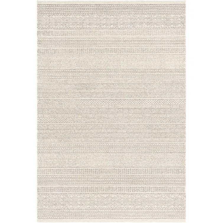 Lansing Geometric Handmade Tufted Wool Area Rug in Gray/Cream | Wayfair North America
