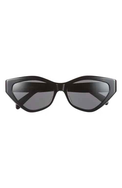 CELINE Triomphe 17 56mm Cat Eye Sunglasses in Shiny Black /Smoke at Nordstrom | Nordstrom