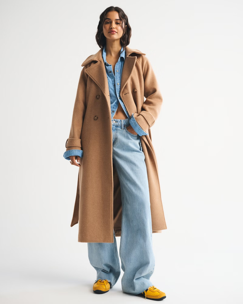 Women's A&F Carrie Wool-Blend Trench Coat | Women's Coats & Jackets | Abercrombie.com | Abercrombie & Fitch (US)