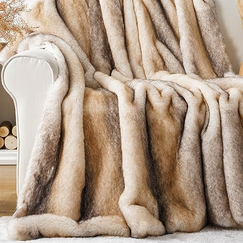 BATTILO HOME Luxury Mink Faux Fur Throw Blanket, Large Soft Cozy Warm Fur Blanket for Bed, Sofa, Couch, Chair, Thick Fur Throw and Blankets for Home Decor, 60"x80" | Amazon (US)